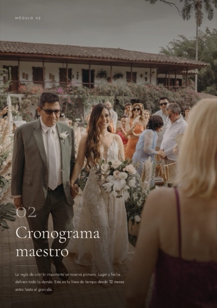 Página «Cronograma maestro» de la guía Tu Boda Sin Caos